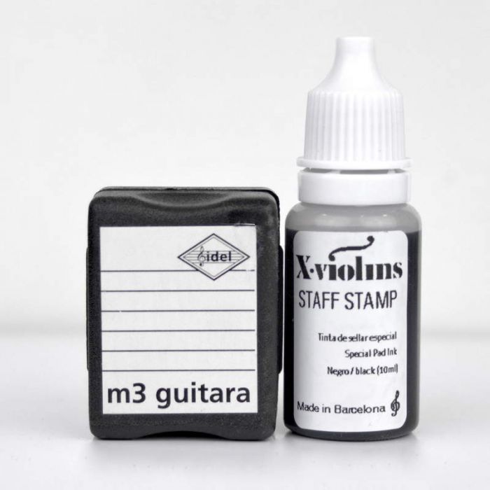 Staff Stamp para dibujar una tablatura de guitarra.